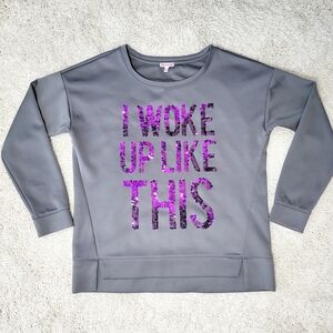 Juicy Couture Gray Sweatshirt with Purple Sequin Text